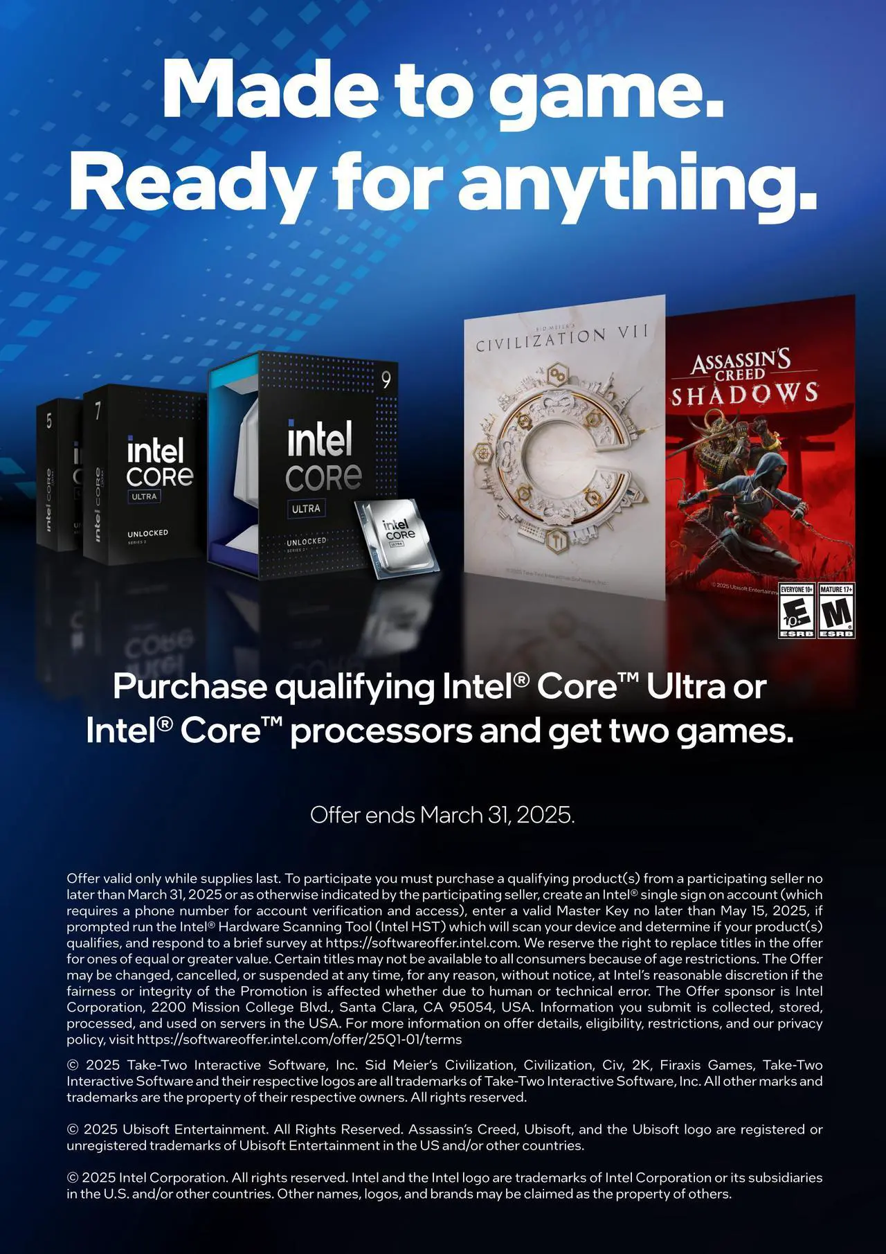 Main image of Intel Builders Bundle Gift - Civilization VII & Assassins Creed Shadows