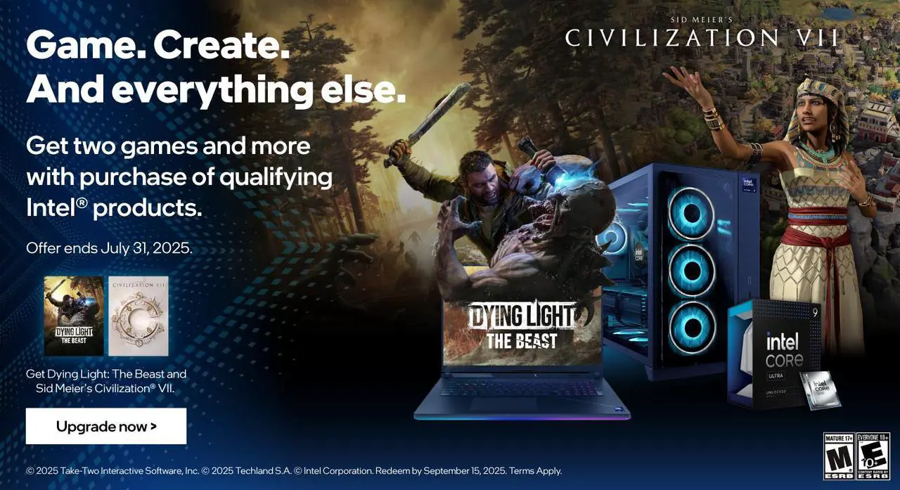 Main image of Intel Desktop PC Gift - Intel Spring Bundle - Civilization VII + Dying Light: The Beast