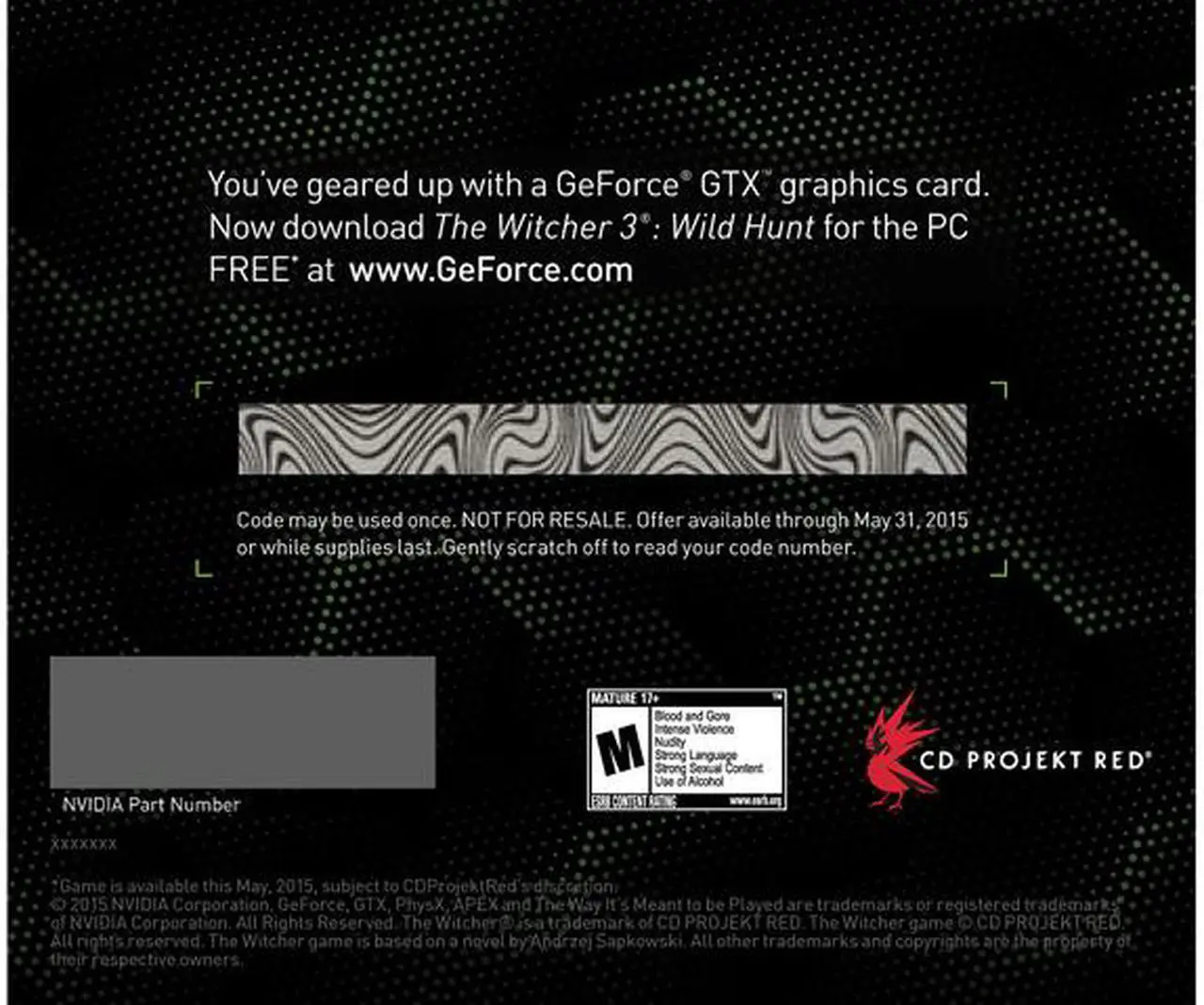 Alt view image 2 of 2 - NVIDIA Witcher 3: Wild Hunt GTX Game Bundle