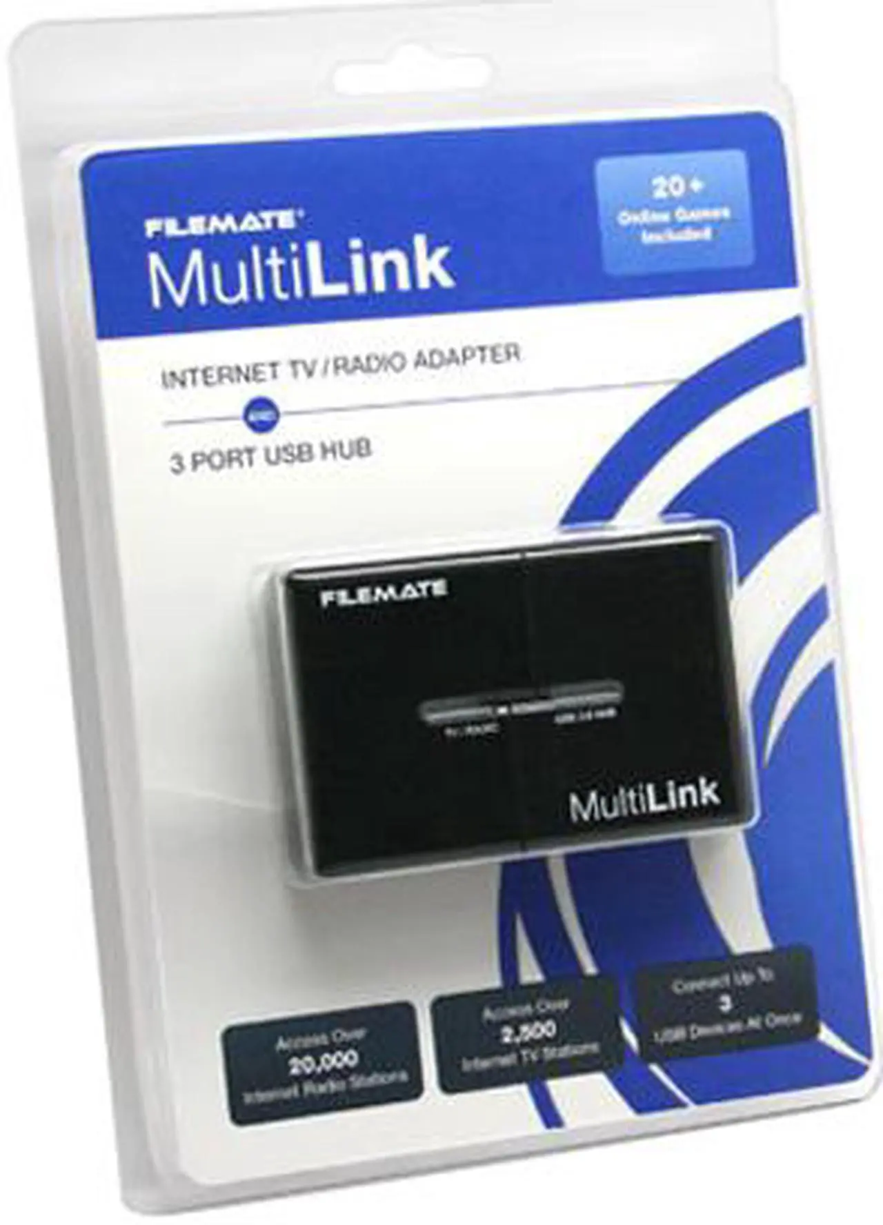 Alt view image 4 of 4 - Wintec FileMate MultiLink Internet TV/Radio Adapter and USB 2.0 3-Port Hub