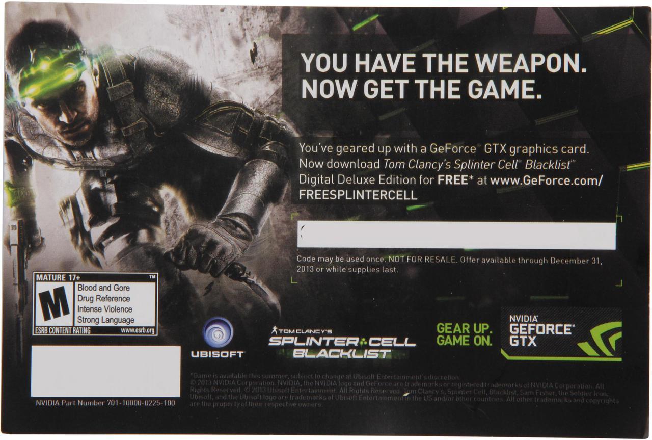 NVIDIA Gift Tom Clancy's Splinter Cell Blacklist