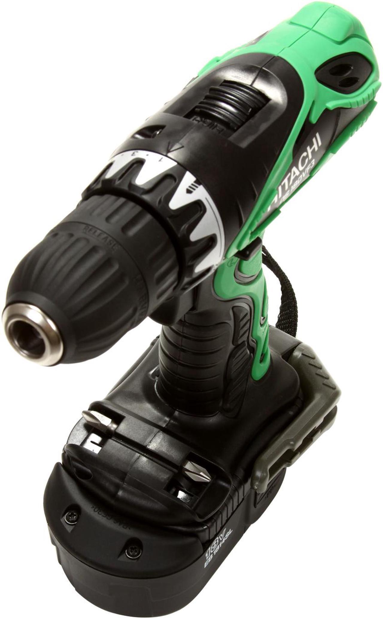 Alt view image 4 of 9 - Hitachi Power Tools DS18DVF3 18 Volt Cordless Driver Drill Kit with Flashlight and Bit Set