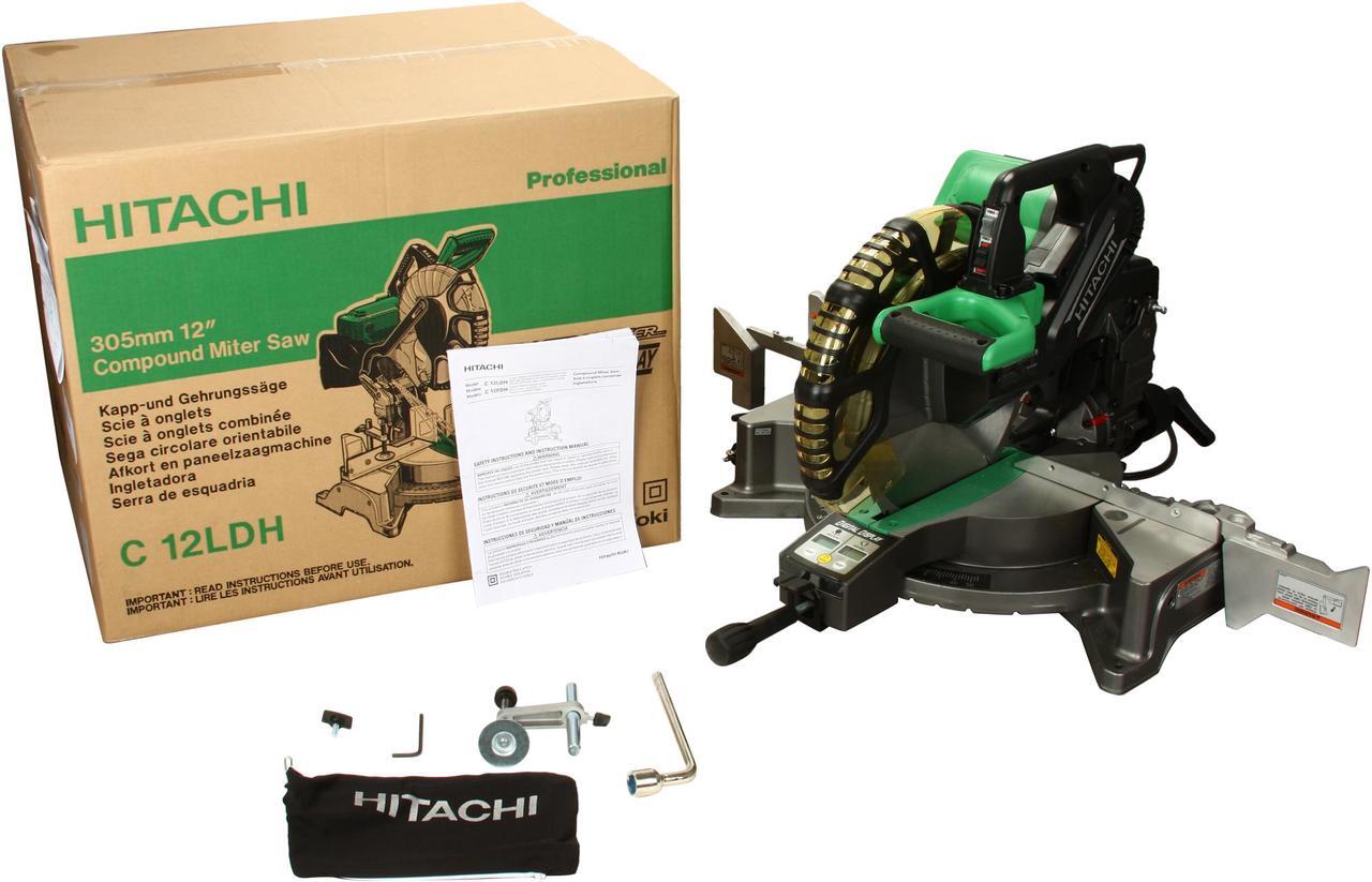 Alt view image 8 of 8 - Hitachi C12LDH 12" Dual Compound Miter Saw with Laser Marker & Digital Display