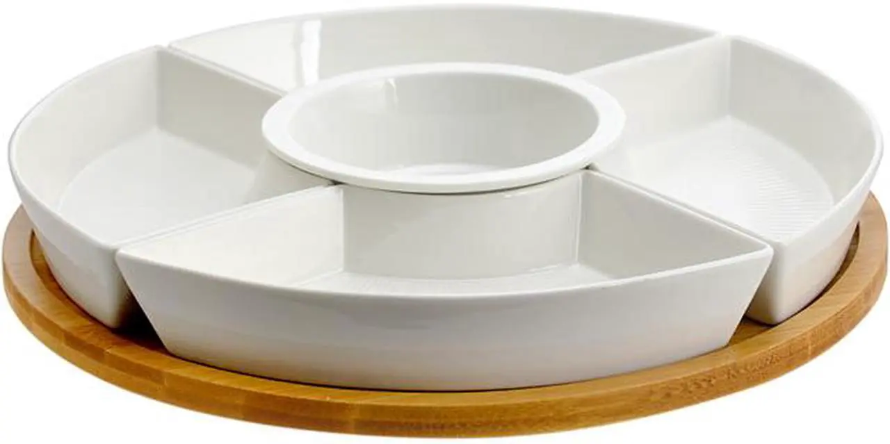 Main image of Elama Signature 12 1/4 Inch 6pc Lazy Susan Appetizer and Condiment Server Set