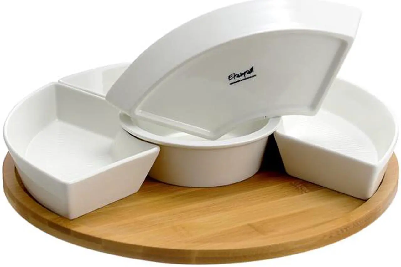 Alt view image 3 of 4 - Elama Signature 12 1/4 Inch 6pc Lazy Susan Appetizer and Condiment Server Set