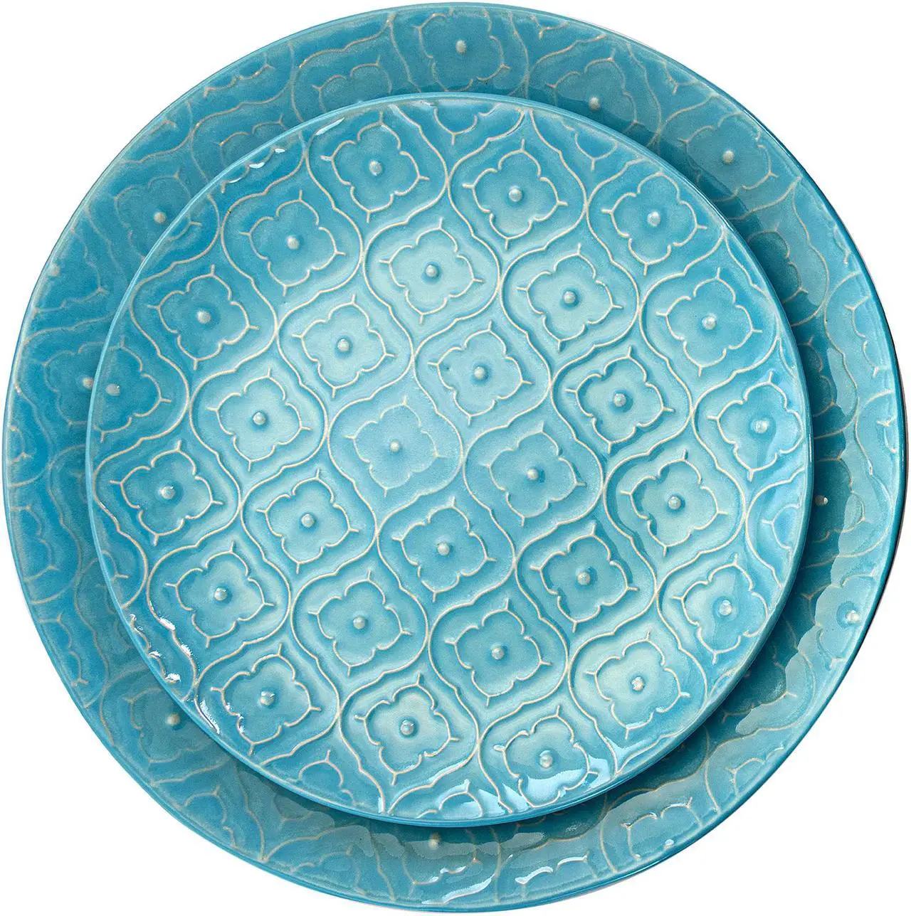 Alt view image 5 of 7 - Elama Aqua Lily 16 Piece Luxurious Stoneware Dinnerware with Complete Setting for 4