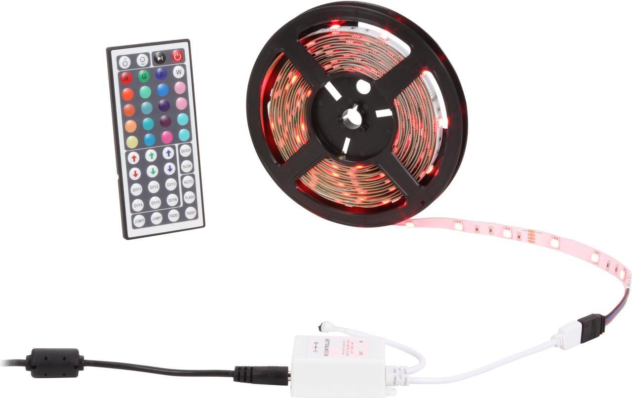 Main image of HitLights RGB Multicolor Changing SMD5050 LED Light Strip Kit - 150 LEDs, 16.4 Ft Roll, Cut to Length, Includes 60W Adapter and 44 Key Controller - Color Changing, 149 Lumens per foot