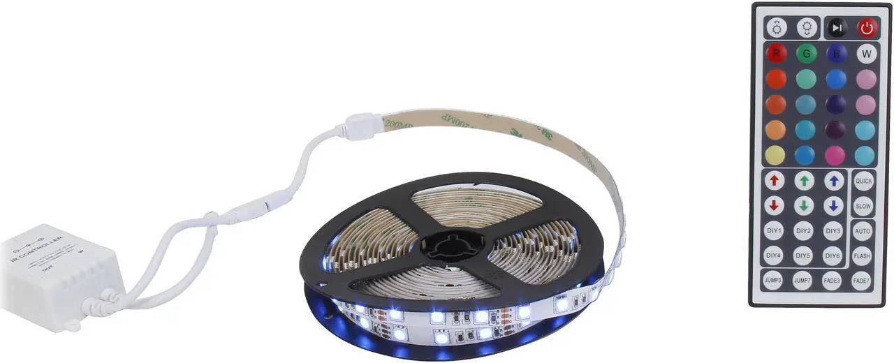 Alt view image 2 of 5 - HitLights RGB Multicolor Changing SMD5050 High Density LED Light Strip Kit - 300 LEDs, 16.4 Ft Roll, Cut to Length, Includes 60W Adapter and 44 Key Controller - Color Changing, 314 Lumens per foot