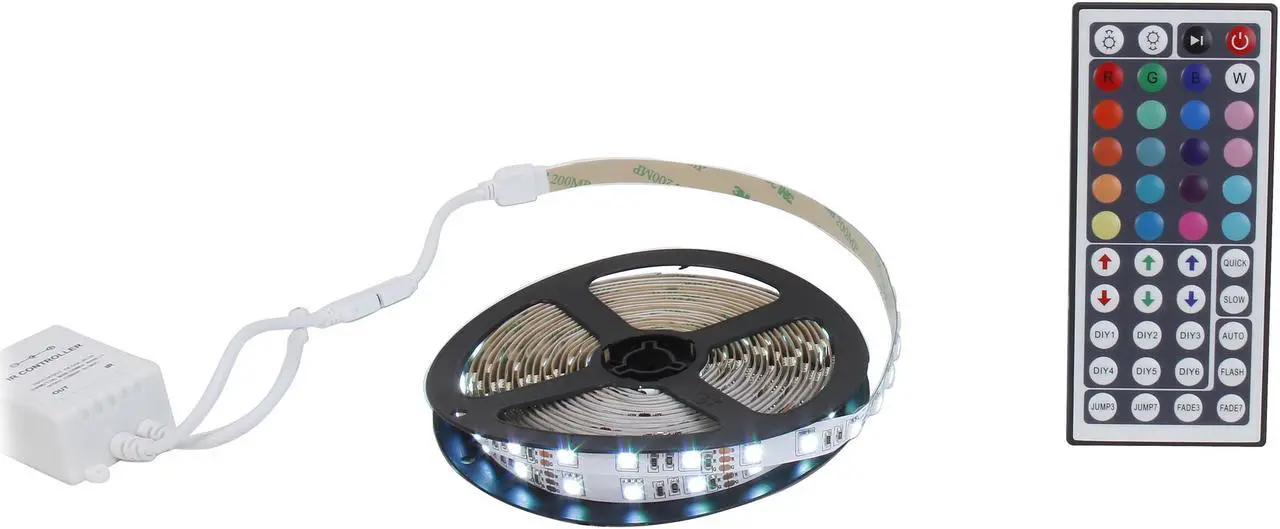 Alt view image 3 of 5 - HitLights RGB Multicolor Changing SMD5050 High Density LED Light Strip Kit - 300 LEDs, 16.4 Ft Roll, Cut to Length, Includes 60W Adapter and 44 Key Controller - Color Changing, 314 Lumens per foot