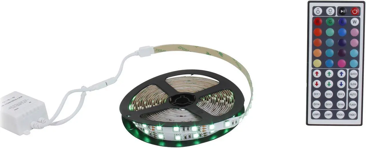 Alt view image 4 of 5 - HitLights RGB Multicolor Changing SMD5050 High Density LED Light Strip Kit - 300 LEDs, 16.4 Ft Roll, Cut to Length, Includes 60W Adapter and 44 Key Controller - Color Changing, 314 Lumens per foot