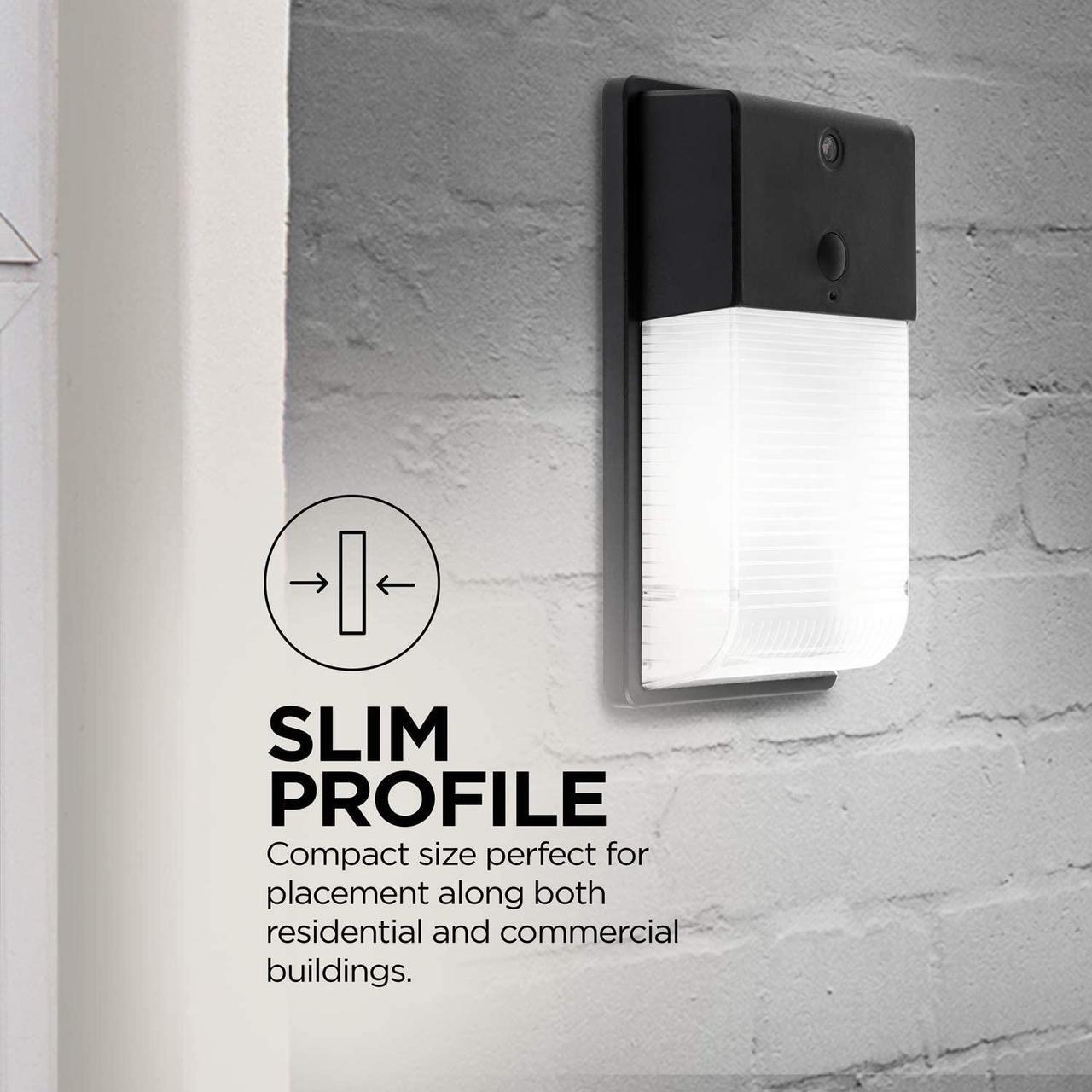 Alt view image 4 of 7 - Home Zone Security ES06570V LED Wall Pack Light - Outdoor Hardwired Dusk to Dawn Ultra Bright 5000K Daylight LED Wall Light