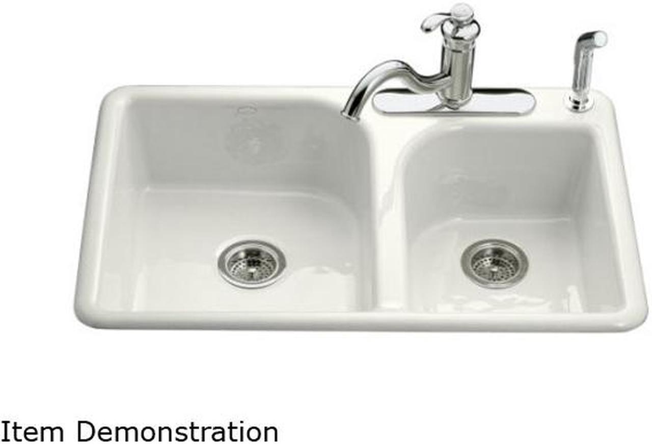 Main image of KOHLER K-5948-4-0 Efficiency Self-rimming Kitchen Sink, 4-hole, White