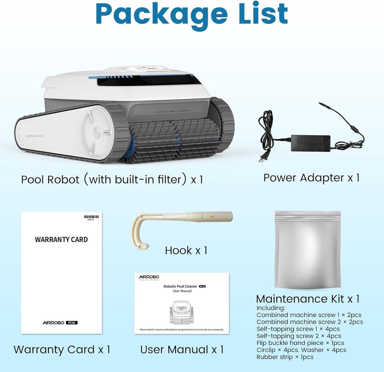 Alt view image 2 of 9 - AIRROBO PC10 Cordless Robotic Pool Cleaner, Smart Navigation, Wall & Waterline Cleaning, Above Ground & Inground Pools up to 1829 Sq. Ft.