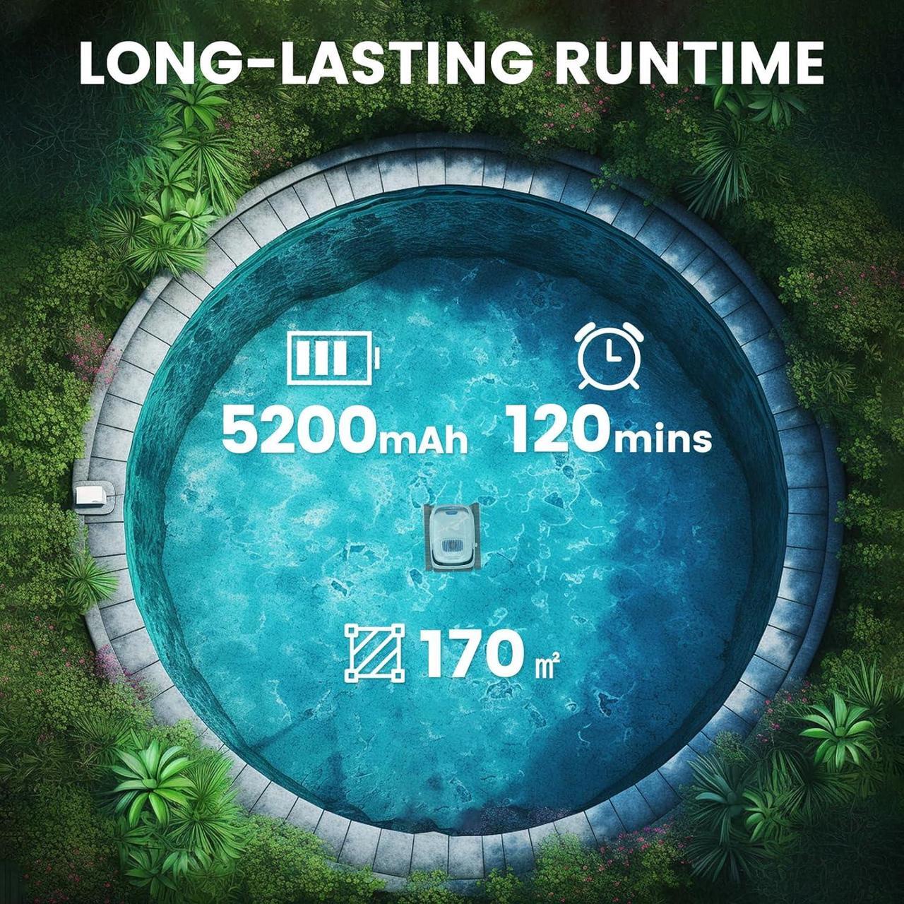 Alt view image 7 of 9 - AIRROBO PC10 Cordless Robotic Pool Cleaner, Smart Navigation, Wall & Waterline Cleaning, Above Ground & Inground Pools up to 1829 Sq. Ft.