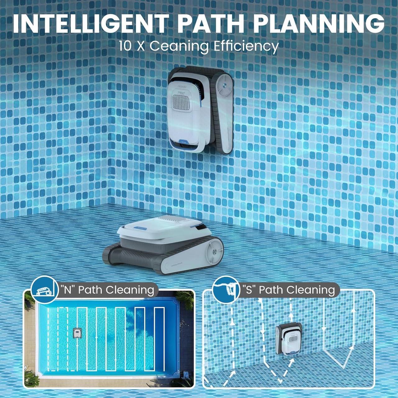 Alt view image 5 of 9 - AIRROBO PC10 Cordless Robotic Pool Cleaner, Smart Navigation, Wall & Waterline Cleaning, Above Ground & Inground Pools up to 1829 Sq. Ft.