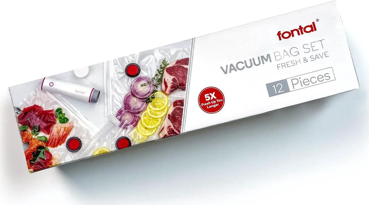 Main image of FONTAL Vacuum Reusable Food Sealer Bags 12 Pack (Size: 7.9" x 8.9" and 10.2" x 13.6" and 11.8" x 19.1") Electric Vacuum Not included
