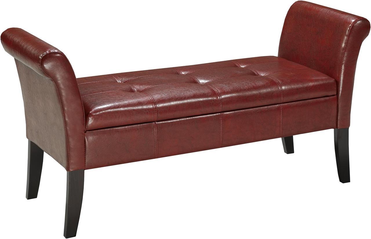 Brassex Tufted Accent Bench with Storage - Red  (WF-0819 RED)