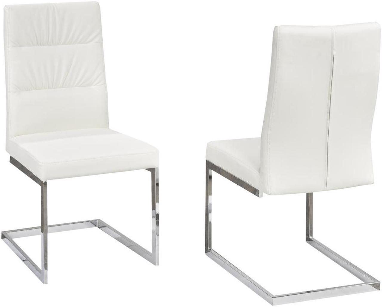 Brassex Cierra Dining Chair - Set of 2 - White/Silver  (C-1175WH SIL)