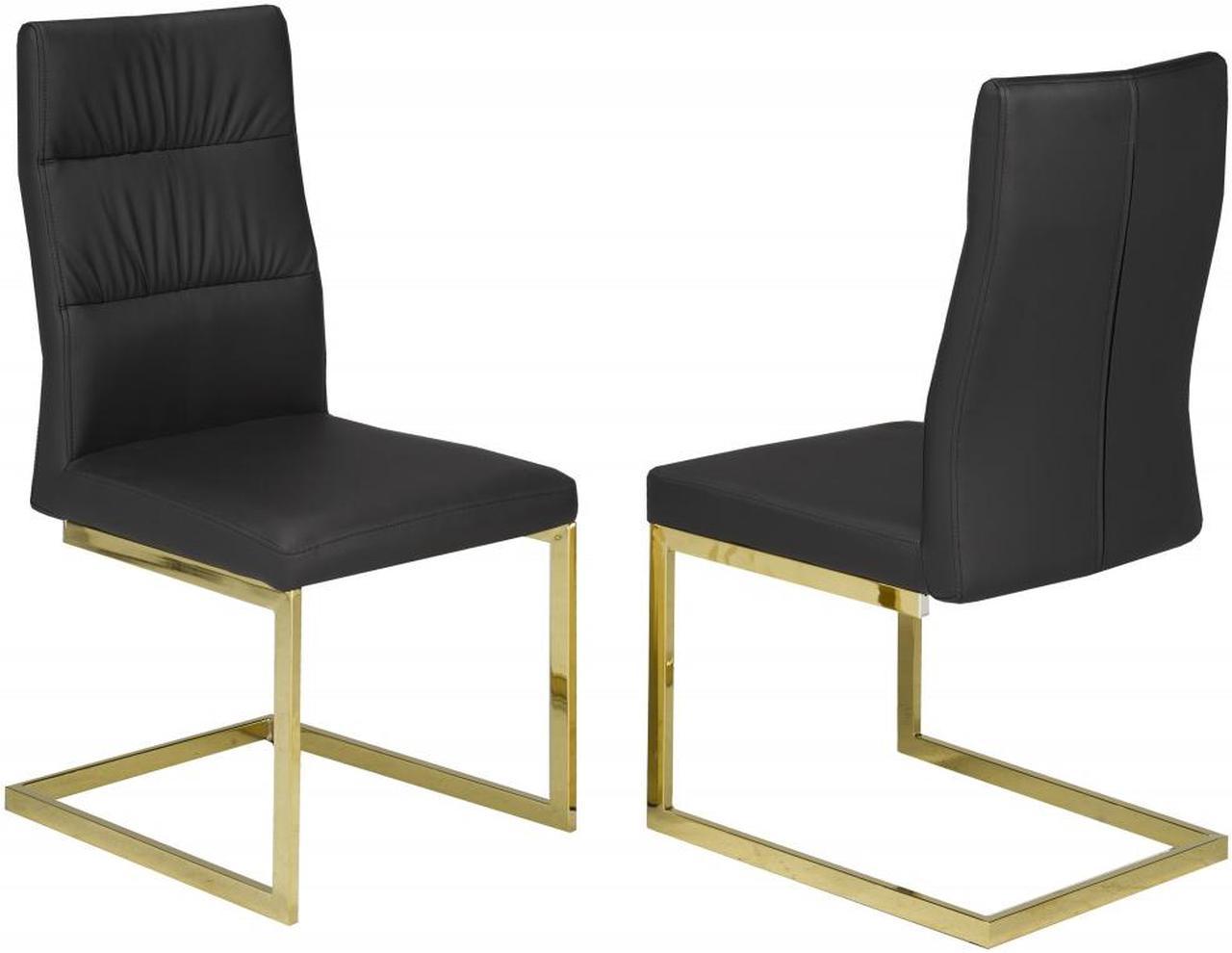 Brassex Cierra Dining Chair - Set of 2 - Black/Gold  (C-1175BK GOL)