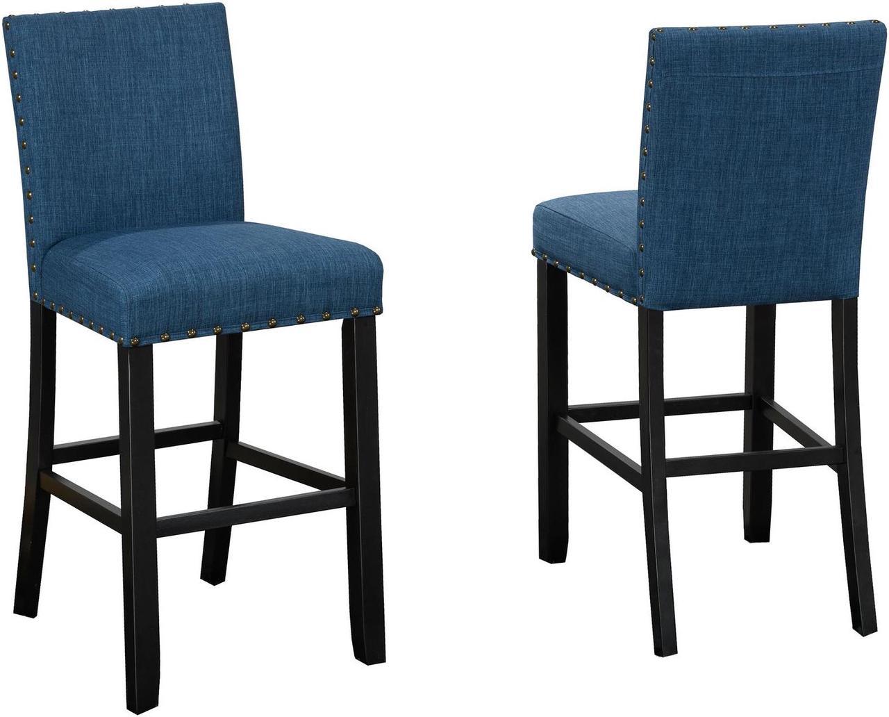 Brassex Avery 29" Barstool - Set of 2 - Blue Fabric  (162-29 BL)