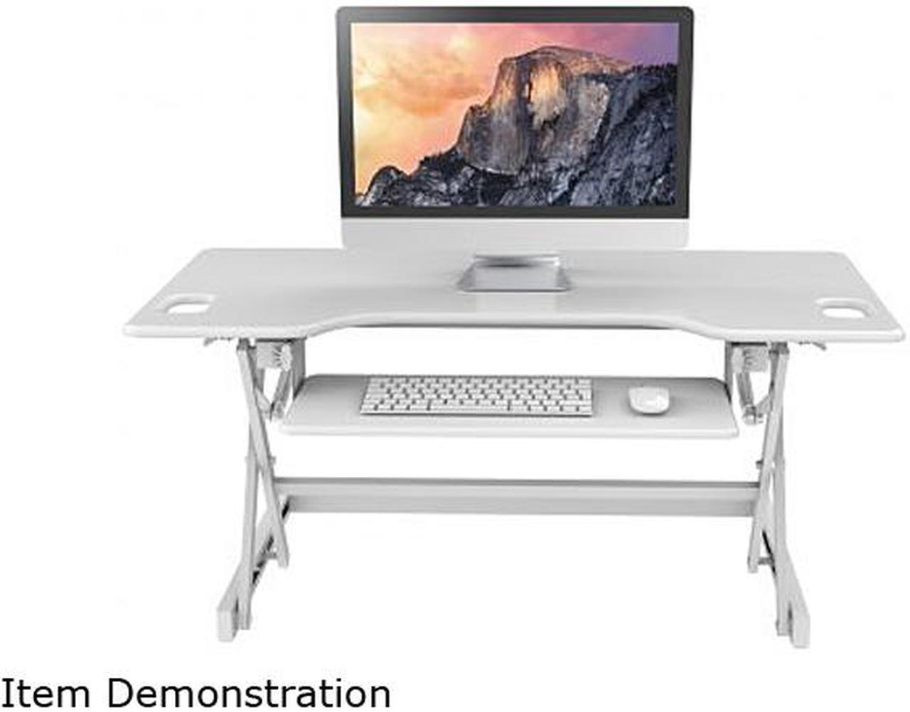 Rocelco DADR-46-WH 46" Sit To Stand Adjustable Height Desk Riser w/ Extended Vertical Range (White)