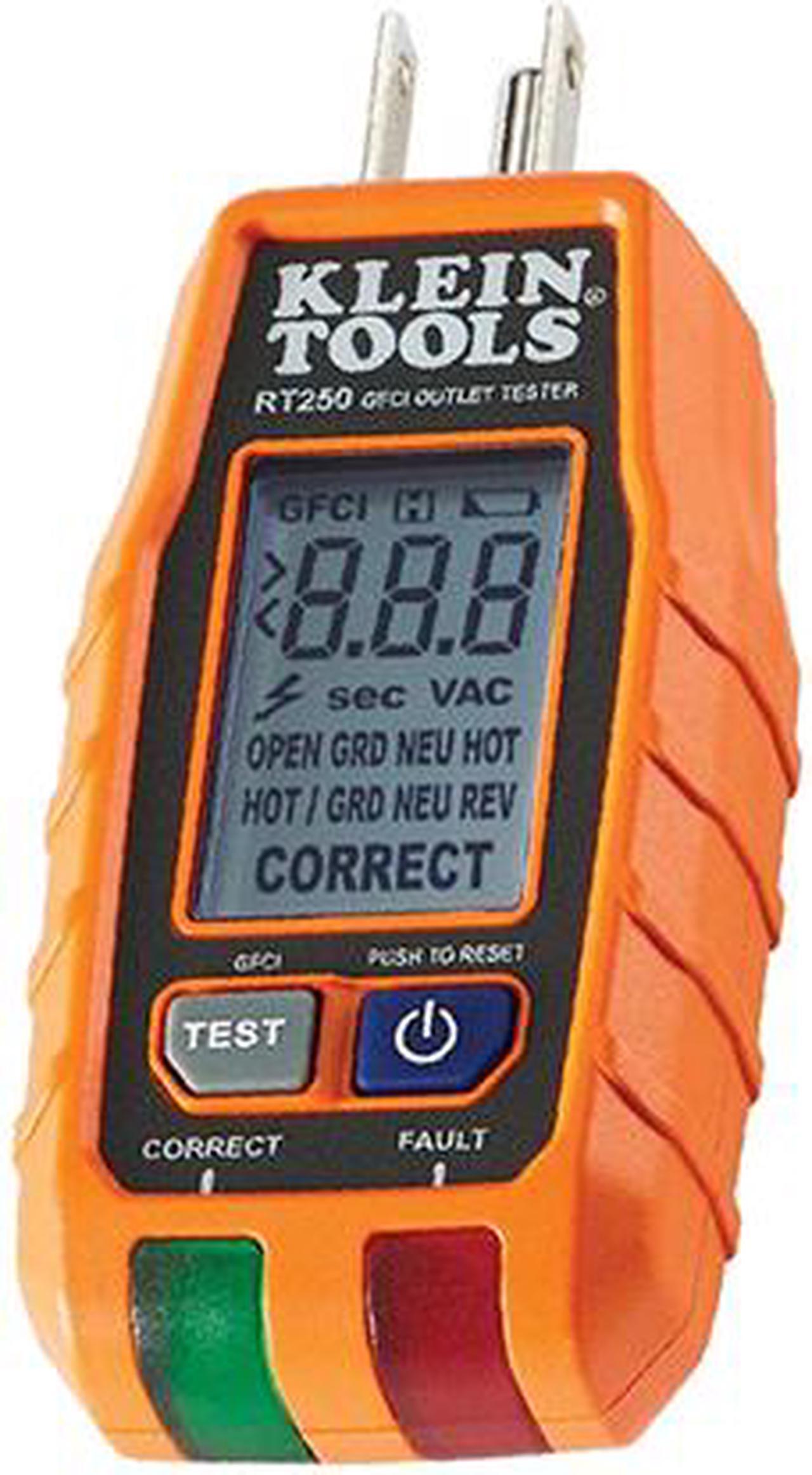 Alt view image 5 of 7 - Fluke 323 True-RMS Clamp Meter & Klein Tools RT250 GFCI Receptacle Tester with LCD Display, for Standard 3-Wire 120V Electrical Outlets
