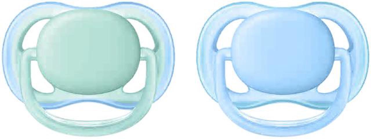 Main image of Philips Avent Ultra Air Pacifier, 0-6 Months, Blue/Green, 2-pack, SCF244/20