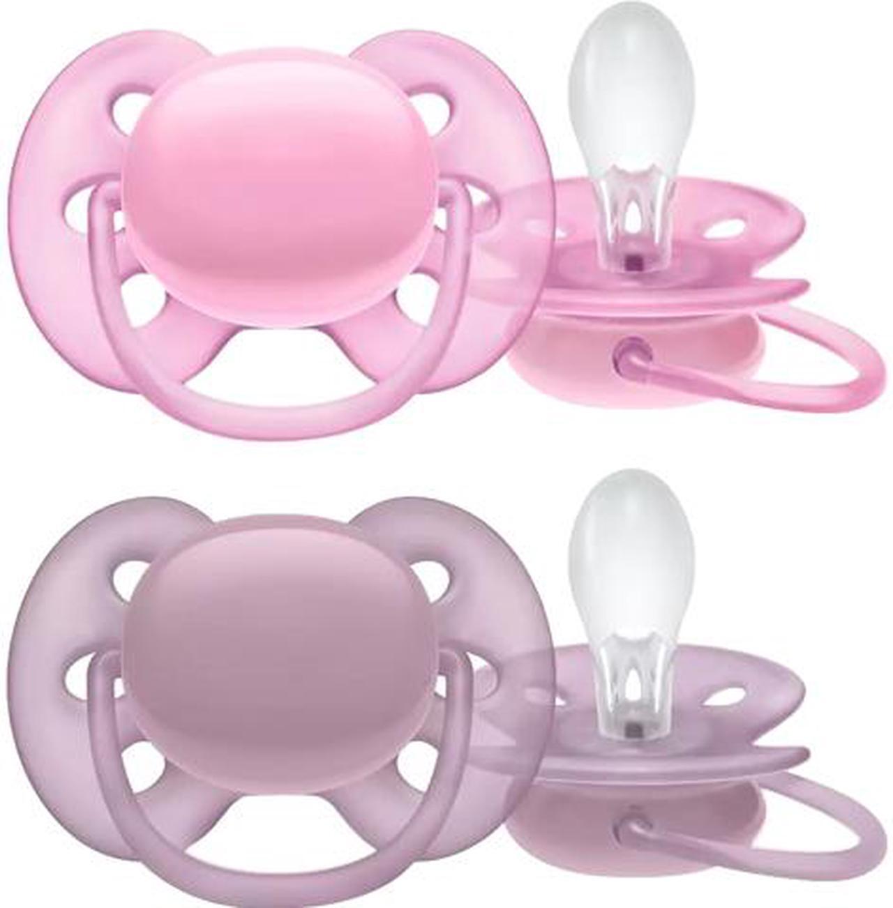 Main image of Philips Avent Ultra Soft Pacifier, 6-18 months, Pink, 4 pack, SCF211/41