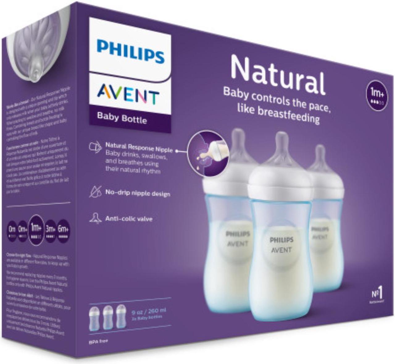 Alt view image 17 of 17 - Philips Avent Natural Baby Bottle With Natural Response Nipple, Blue, 9oz, 3pk, SCY903/23