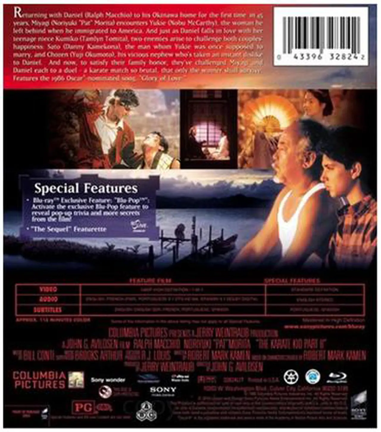 Alt view image 2 of 2 - The Karate Kid, Part II (Blu-Ray / WS / ENG-SP-FR-POR-SUB) Ralph Macchio, Pat Morita , Nobu McCarthy, Danny Kamekona, Yuji Okumoto, Tamlyn Tomita, Pat E. Johnson