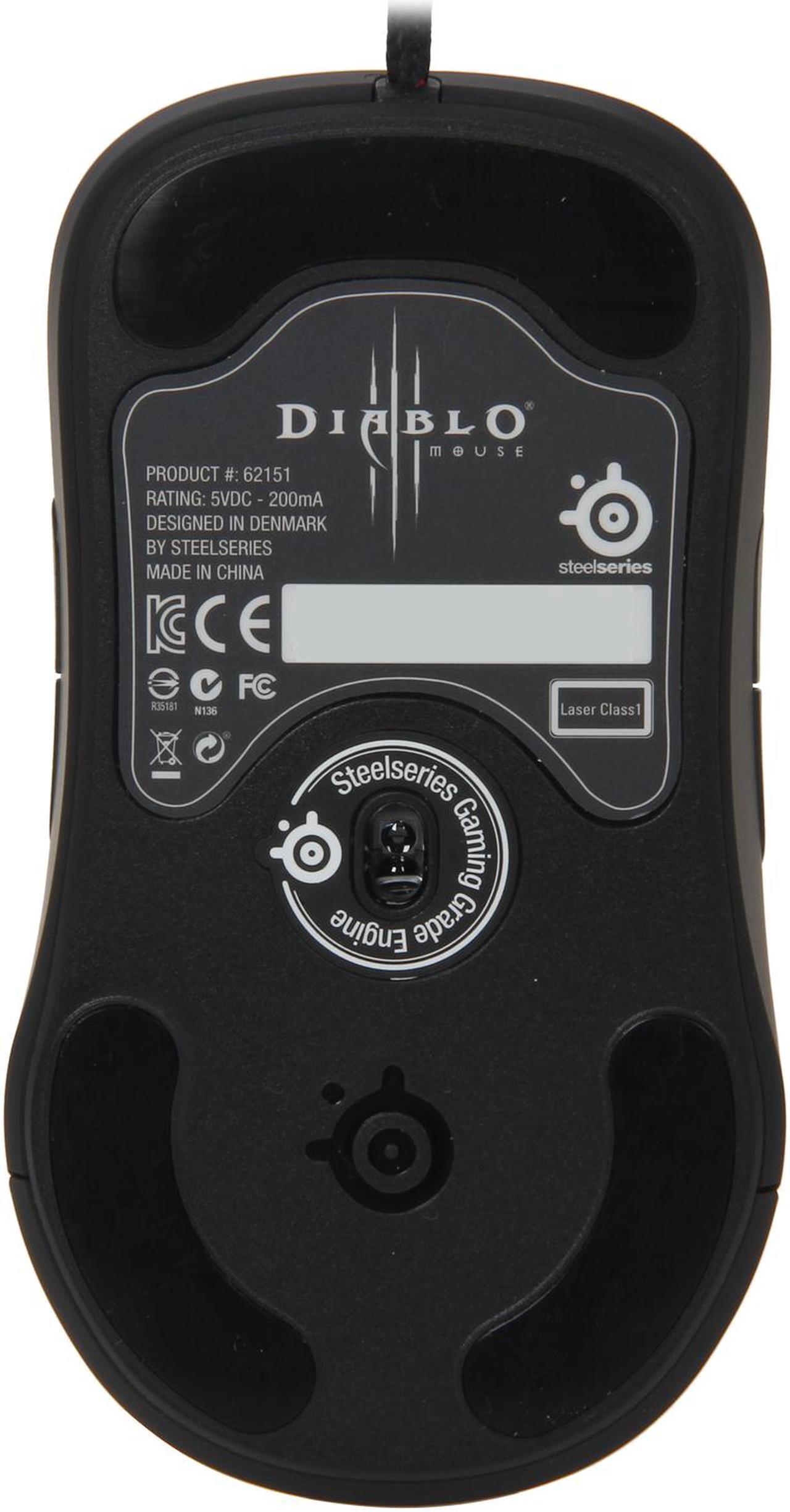 Alt view image 3 of 5 - SteelSeries Diablo III 62151 Black 8 Buttons 1 x Wheel USB Wired Laser Gaming Mouse