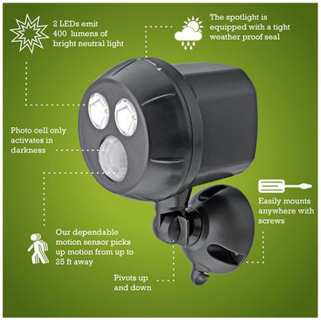 Alt view image 6 of 6 - Mr Beams MB390 Wireless Motion Sensing UltraBright 400 Lumen LED Spotlight, Brown