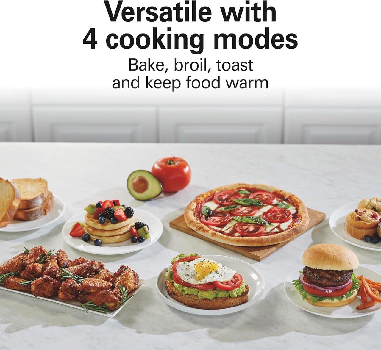 Alt view image 6 of 7 - Hamilton Beach 2-in-1 Countertop Toaster Oven and Long Slot 2 Slice Toaster, 60 Minute Timer and Automatic Shut Off, Shade Selector, Stainless Steel (31156)