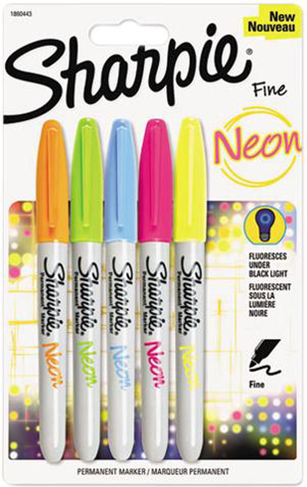 Main image of Sharpie Neon Permanent Markers, Fine Bullet Tip, Assorted Colors, 5/Pack 1860443