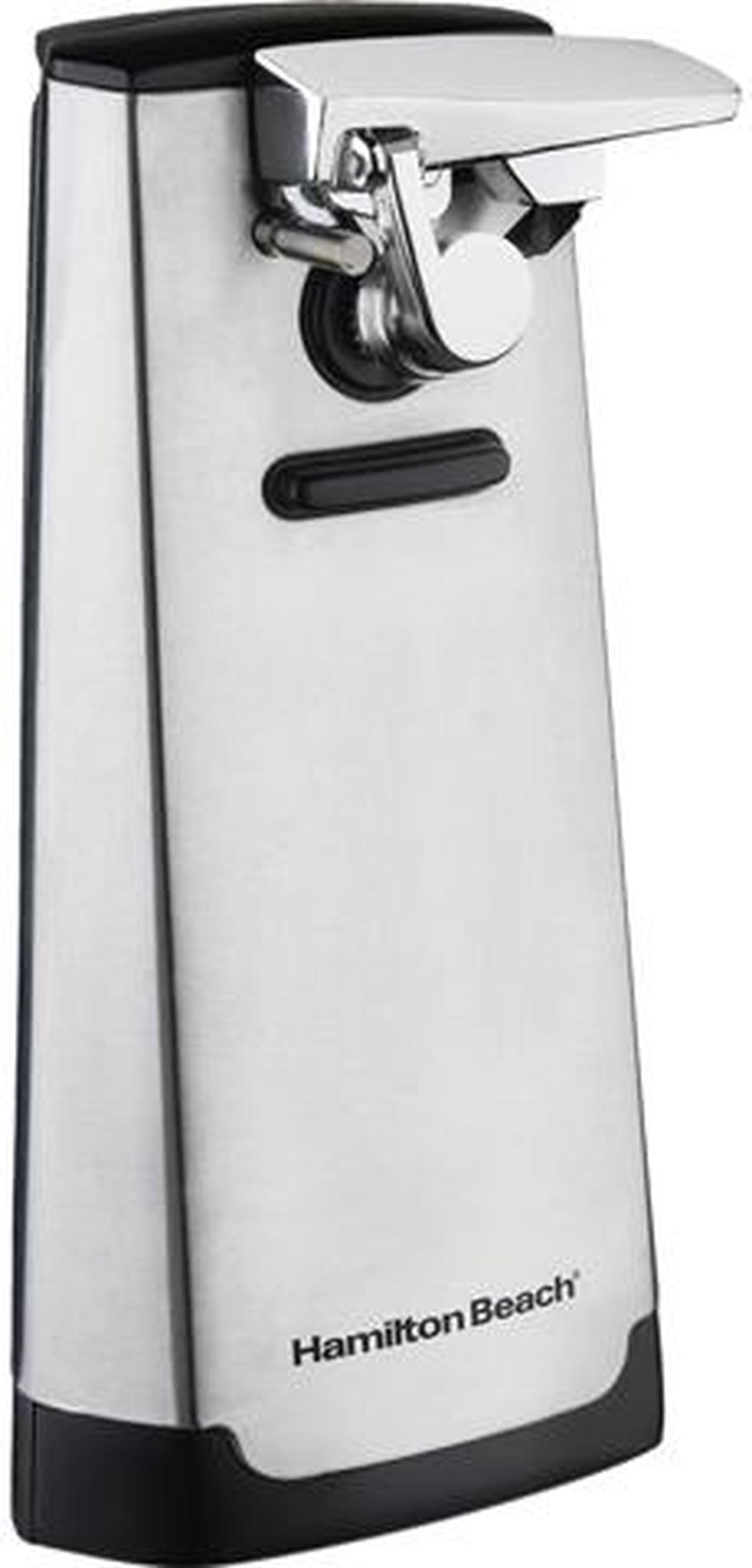 Main image of Hamilton Beach Extra-Tall Electric Automatic Can Opener with Easy-Clean Detachable Cutting Lever, Cord Storage, Knife Sharpener, Brushed Stainless Steel (76700)