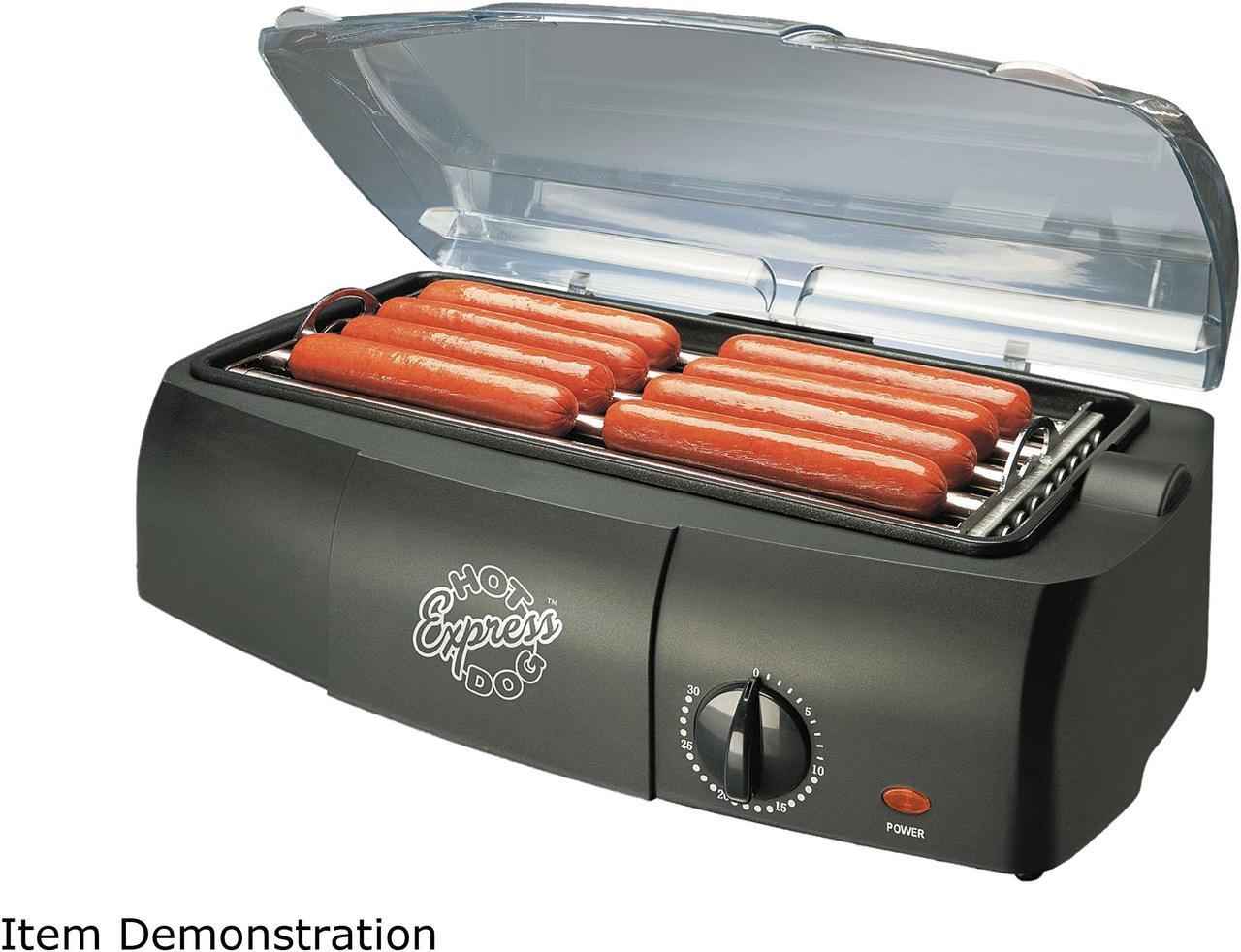 Main image of Hot Dog Express Countertop Hot Dog Electric Cooker, Cooks Up to 8 Hot Dogs Sausages, Kielbasa, Hamburgers and More