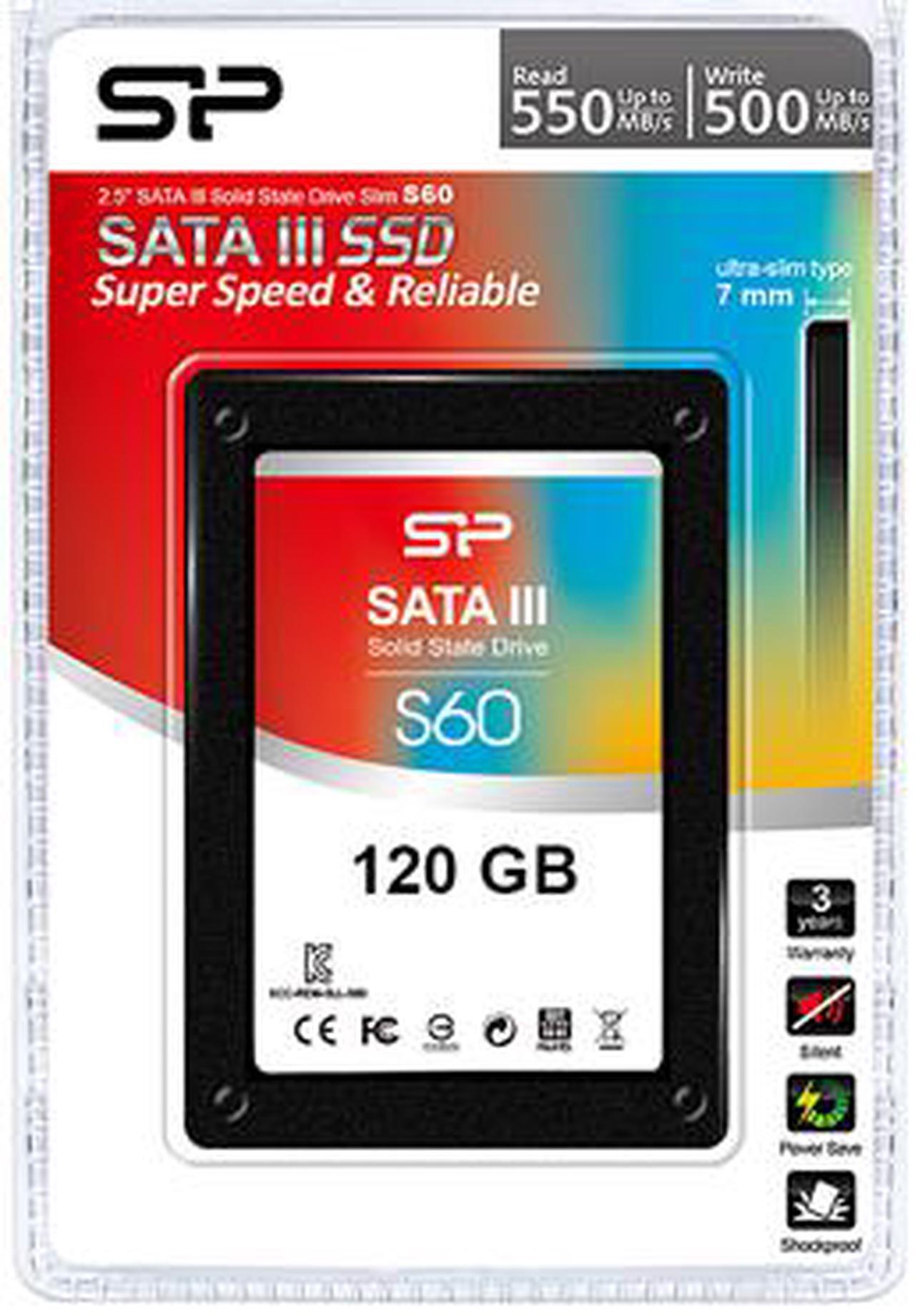 Alt view image 2 of 2 - Silicon Power Slim S60 2.5" 120GB SATA III MLC Internal Solid State Drive (SSD) SP120GBSS3S60S25