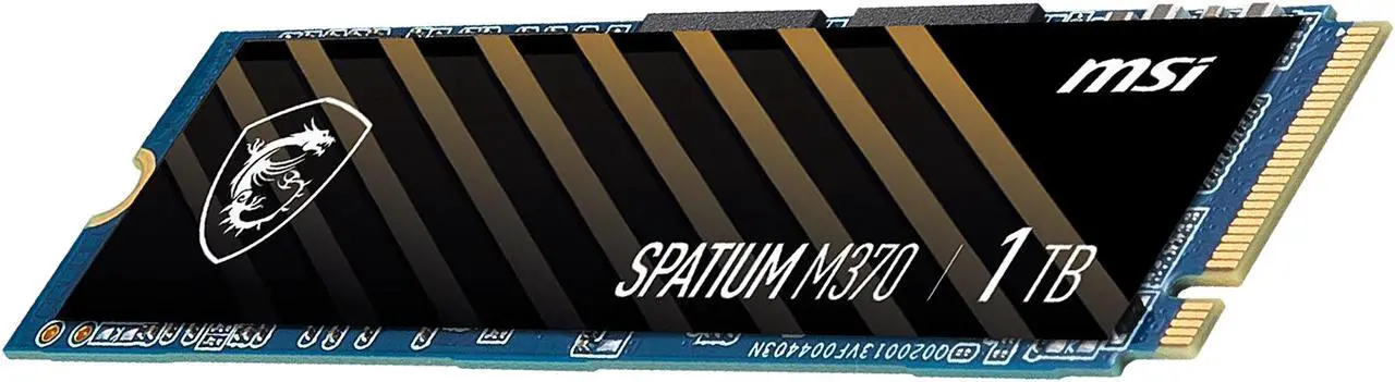 Alt view image 2 of 12 - MSI SPATIUM Series M.2 2280 1TB PCI-Express 3.0 x4, NVMe 1.3 3D NAND Internal Solid State Drive (SSD) M370