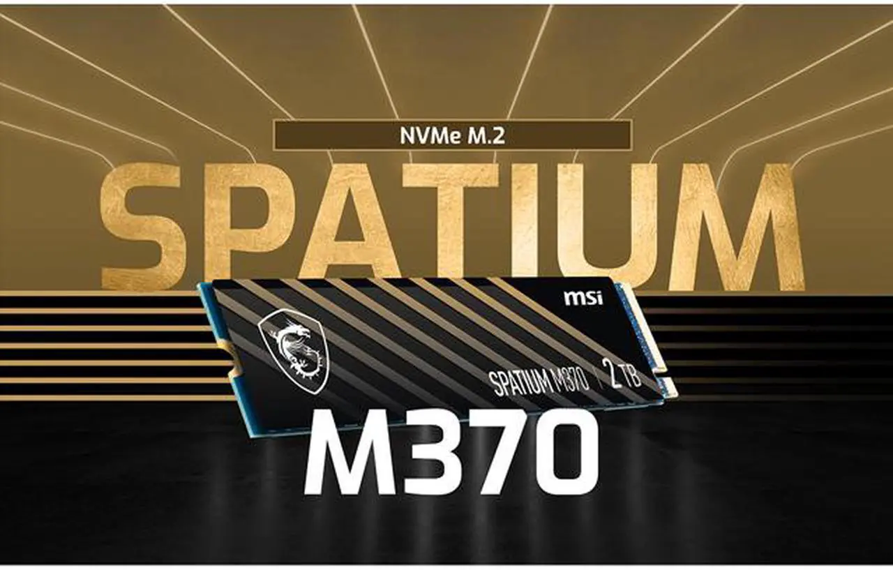 Alt view image 11 of 12 - MSI SPATIUM Series M.2 2280 1TB PCI-Express 3.0 x4, NVMe 1.3 3D NAND Internal Solid State Drive (SSD) M370