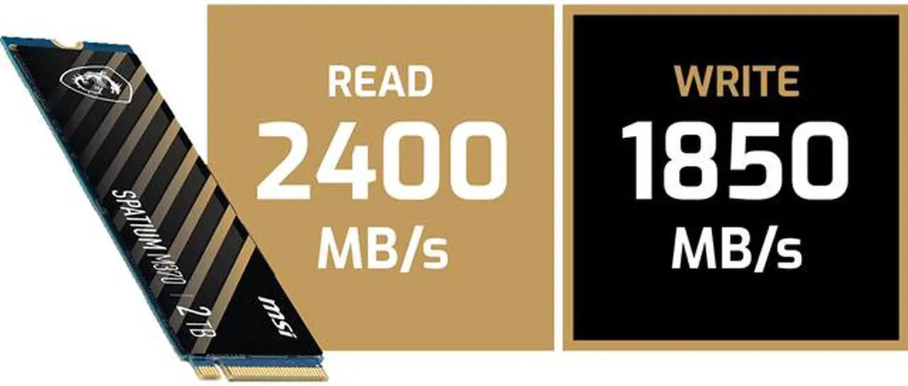 Alt view image 7 of 12 - MSI SPATIUM Series M.2 2280 1TB PCI-Express 3.0 x4, NVMe 1.3 3D NAND Internal Solid State Drive (SSD) M370
