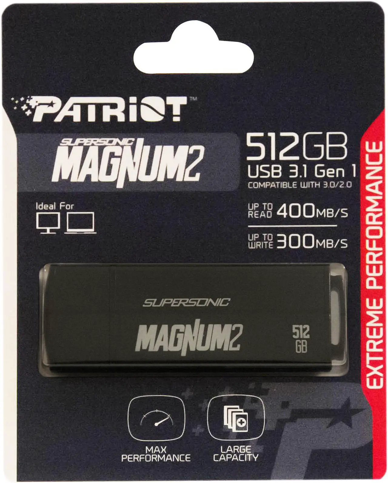 Alt view image 3 of 3 - Patriot Memory 512GB Supersonic Magnum 2 USB 3.0 Flash Drive, Speed Up to 400MB/s Aluminum Housing Shock Resistant