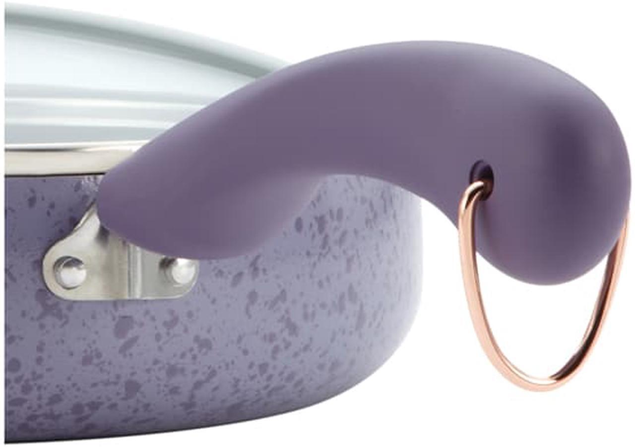 Alt view image 4 of 4 - Paula Deen 12-in. Signature Porcelain Open Deep Skillet, Lavender Speckle