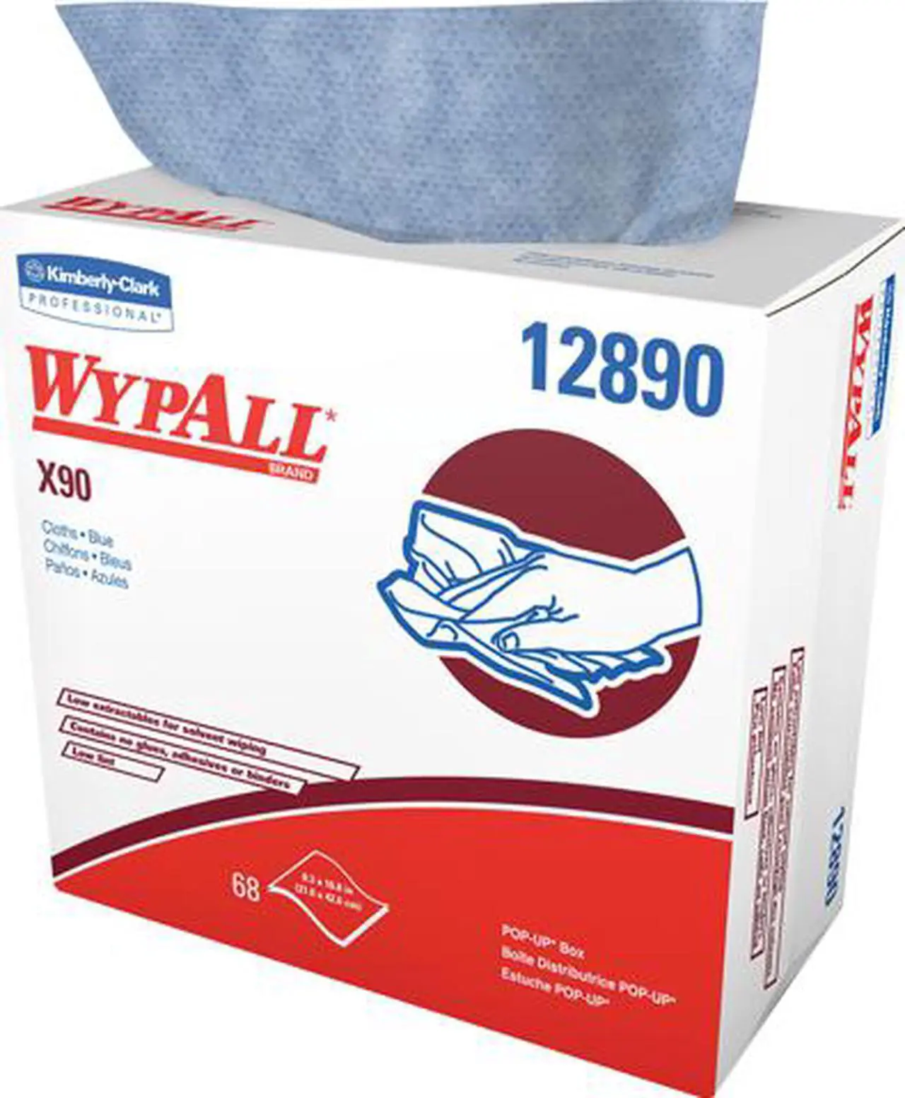 Main image of WypAll X90 Extended Use Cloths (12890), Reusable Wipes POP-UP BOX, Blue Denim, 5 Boxes / Case, 68 Sheets / Box, 340 Sheets / Case