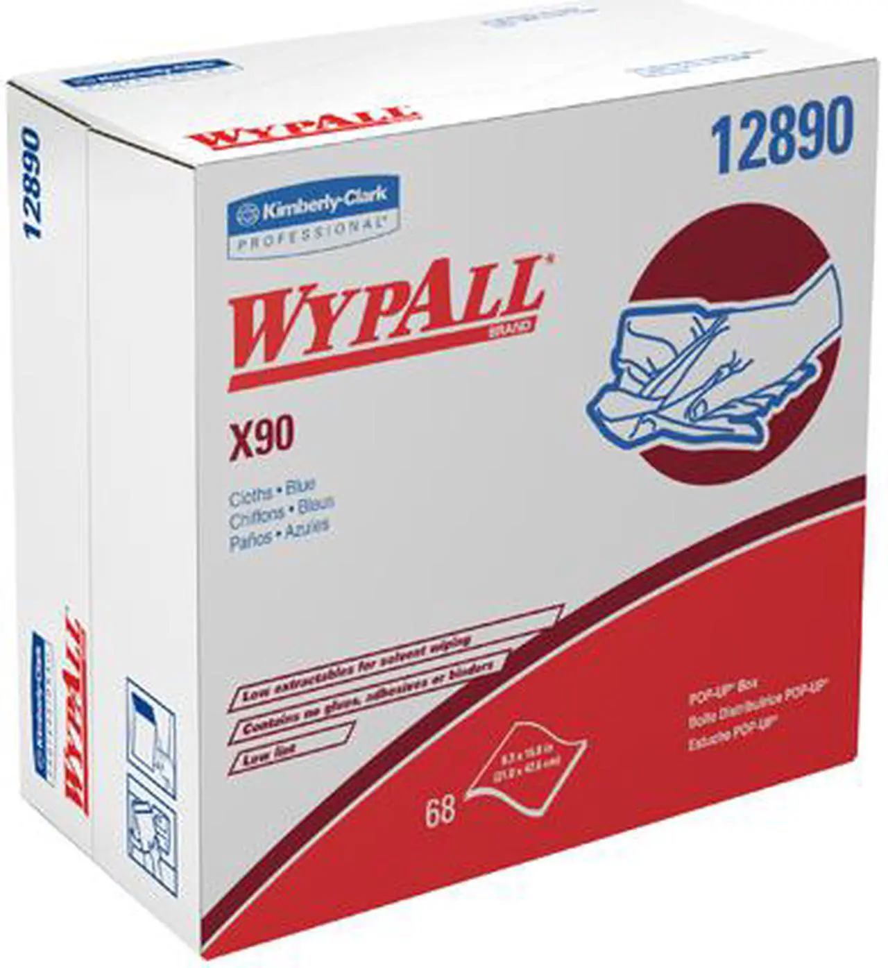 Alt view image 2 of 3 - WypAll X90 Extended Use Cloths (12890), Reusable Wipes POP-UP BOX, Blue Denim, 5 Boxes / Case, 68 Sheets / Box, 340 Sheets / Case