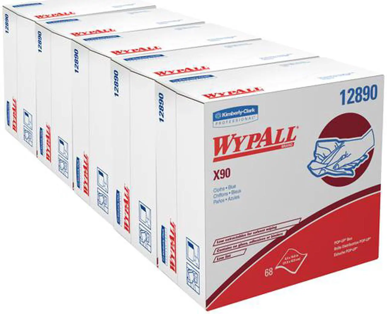 Alt view image 3 of 3 - WypAll X90 Extended Use Cloths (12890), Reusable Wipes POP-UP BOX, Blue Denim, 5 Boxes / Case, 68 Sheets / Box, 340 Sheets / Case