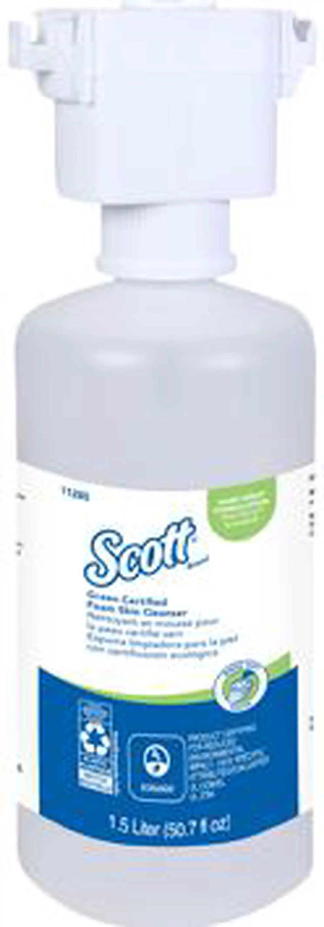 Main image of Scott Essential Green Certified Foam Hand Soap, Ecologo, NSF E-1 Rated (11285), Unscented, Clear, 1.5 L Under-Counter Bottles