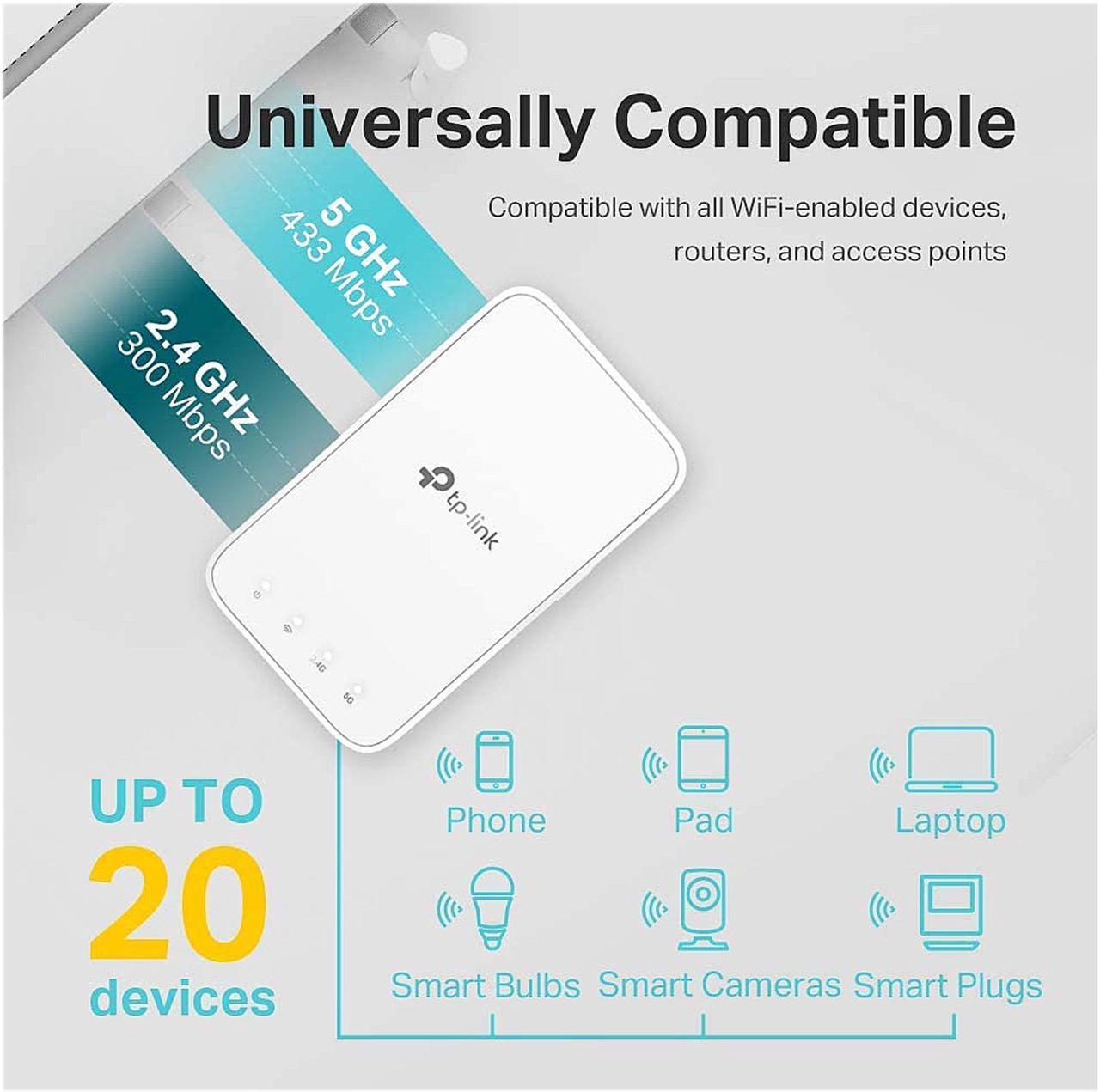 Alt view image 4 of 6 - TP-Link AC750 WiFi Extender (RE230), Covers Up to 1200 Sq.ft and 20 Devices, Dual Band WiFi Range Extender, WiFi Booster to Extend Range of WiFi Internet Connection, OneMesh Compatible