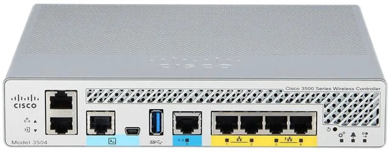 Main image of Cisco 3504 IEEE 802.11ac Wireless LAN Controller - 5 GHz, 2.40 GHz - 5 x Network (RJ-45)