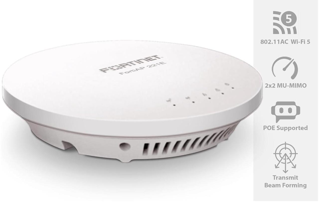 Alt view image 6 of 8 - Fortinet FortiAP 221E | 802.11ac Wave 2 indoor wireless Access Point - dual radio, 4 internal Antennas, 1 x 10/100/1000 RJ45 port (FAP-221E-A)