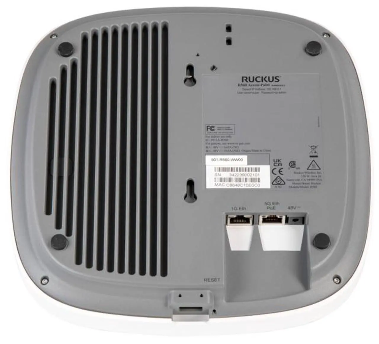 Alt view image 7 of 7 - Ruckus 901-R560-US00 Indoor Wi-Fi 6E (802.11ax) Access Point, High-Performance Tri-Radio Wi-Fi 6E 2x2:2 with 4.7 Gbps max rate and Embedded IoT